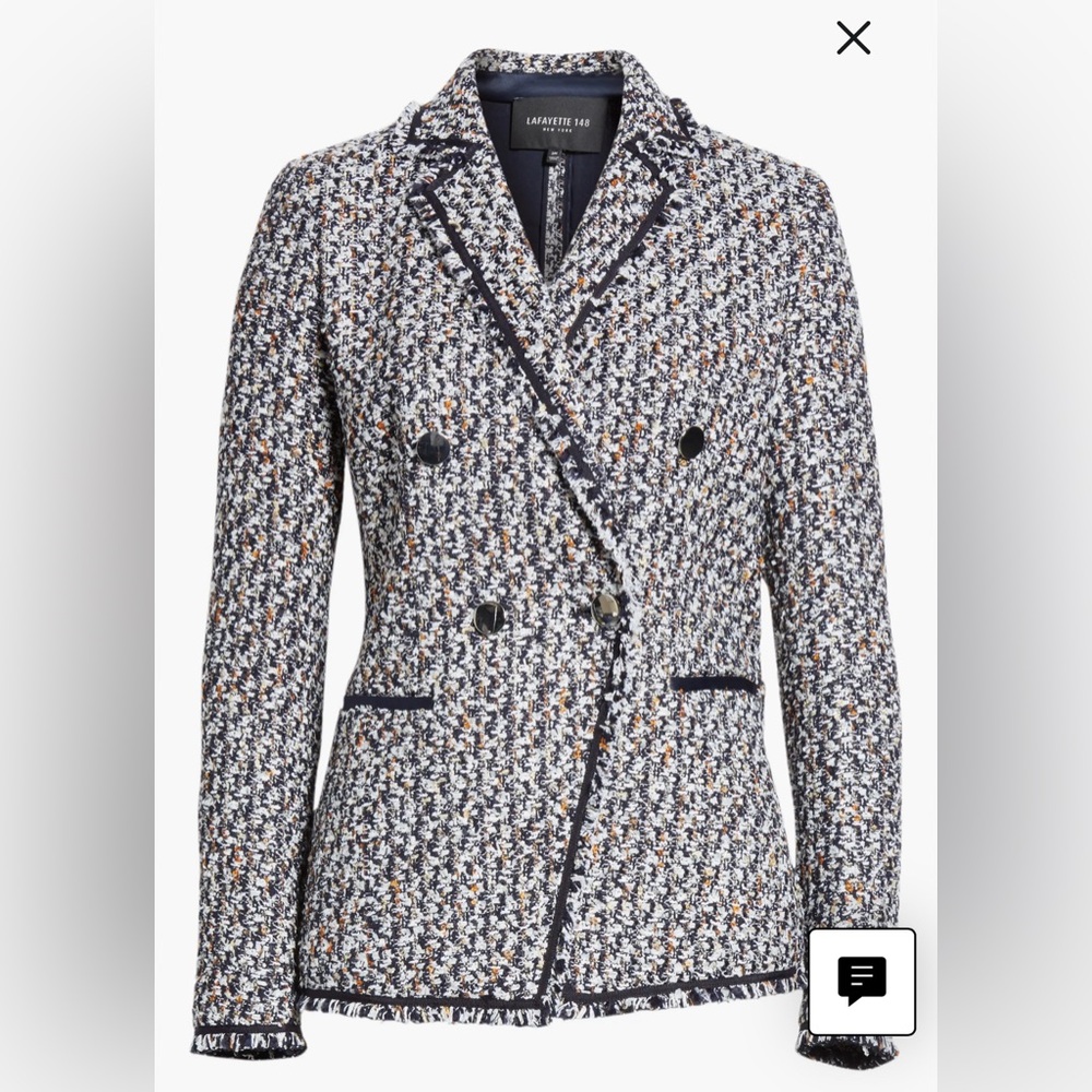 Lafayette 148 Devin Double-Breasted Tweed Blazer - size 8